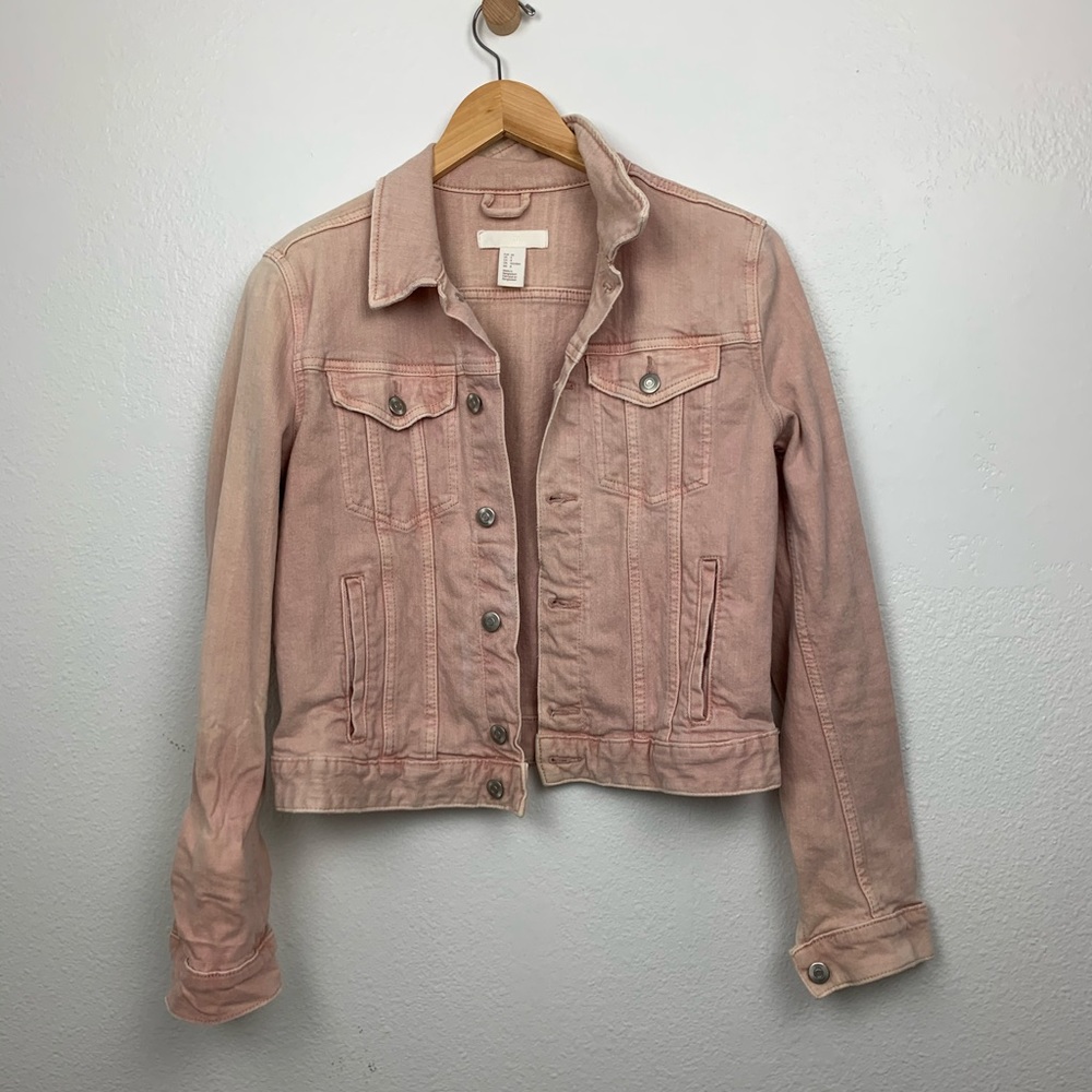 H&M dusty pink denim jacket size 8